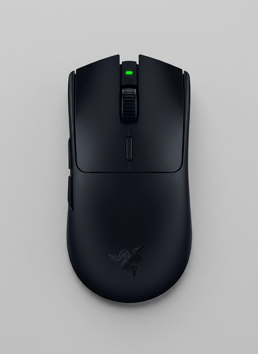 A Razer Viper V3 HyperSpeed wireless gaming mouse on a grey background