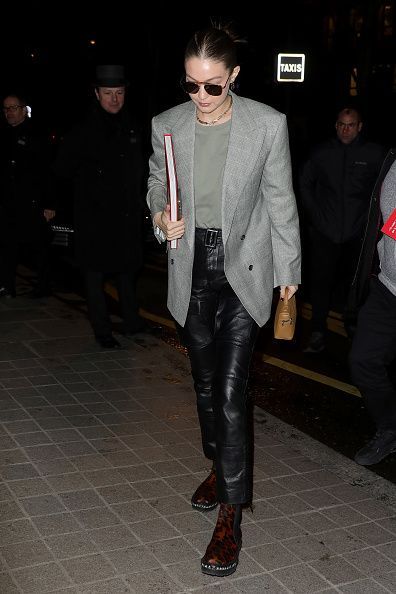 paris, france march 02 gigi hadid arrives at the royal monceau on march 02, 2020 in paris, france photo by pierre suugc images