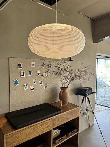Henjjras Large White Oblate Pendant Lamp Shade 55.5cm(21.85in) Chinses Lantern Home Decor Paper Ceiling Lampshade