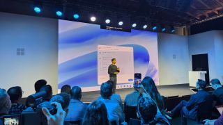 Pavan Davuluri on stage for Microsoft in San Francisco