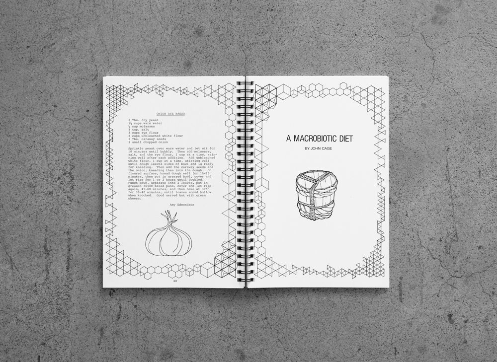 A recipe book on a grey surface