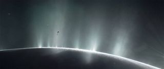 This visualization depicts NASA's Cassini spacecraft flying through plumes on Enceladus in October 2015.