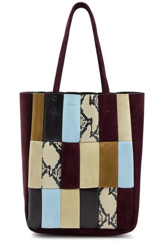 Khaite Zoe patchwork suede and leather tote