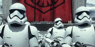 A group of stormtroopers in Star Wars: The Force Awakens