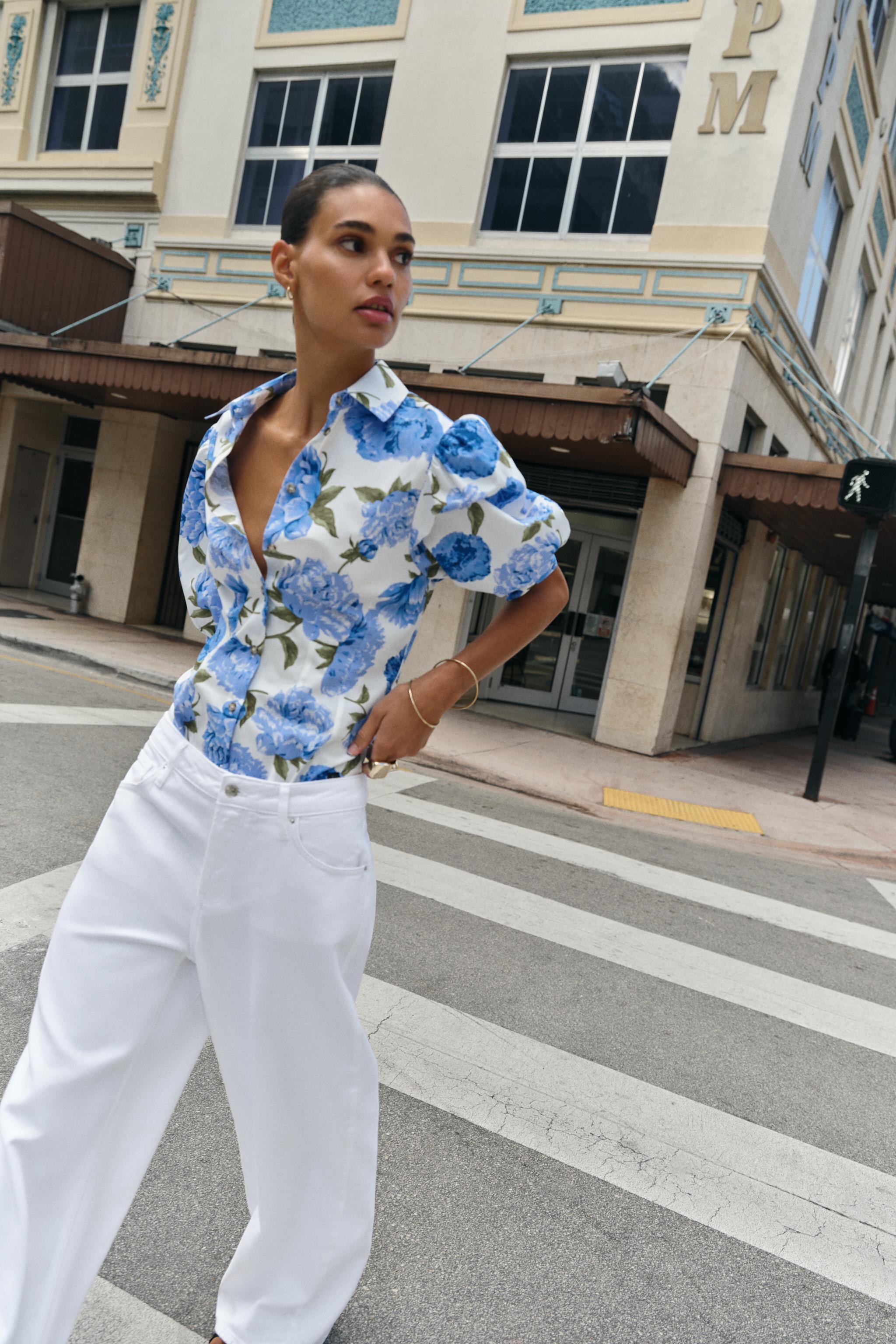 Floral Print Poplin Shirt