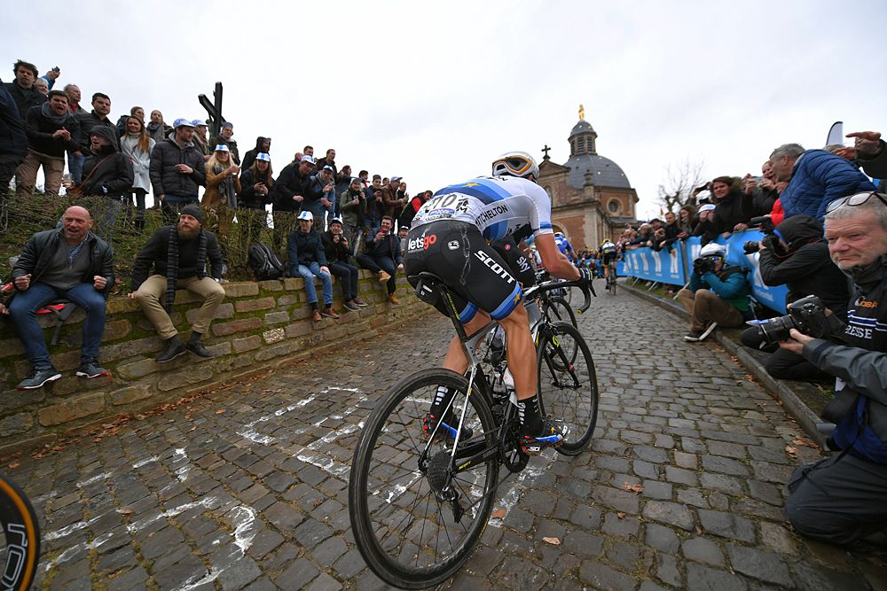 Matteo Trentin (Mitchelton-Scott) racing Omloop Het Nieuwsblad
