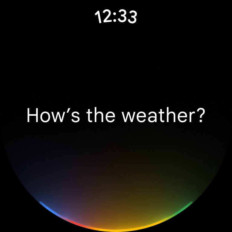 Nova captura de tela da interface do usuário do Google Assistente do Wear OS