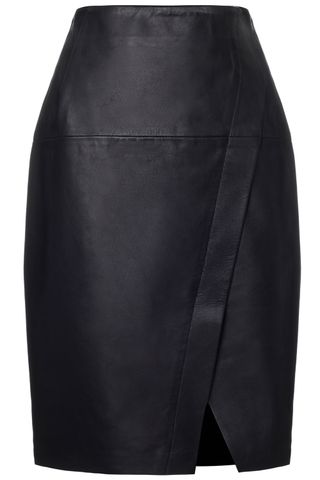 Whistles Wrap Leather Pencil Skirt, £275