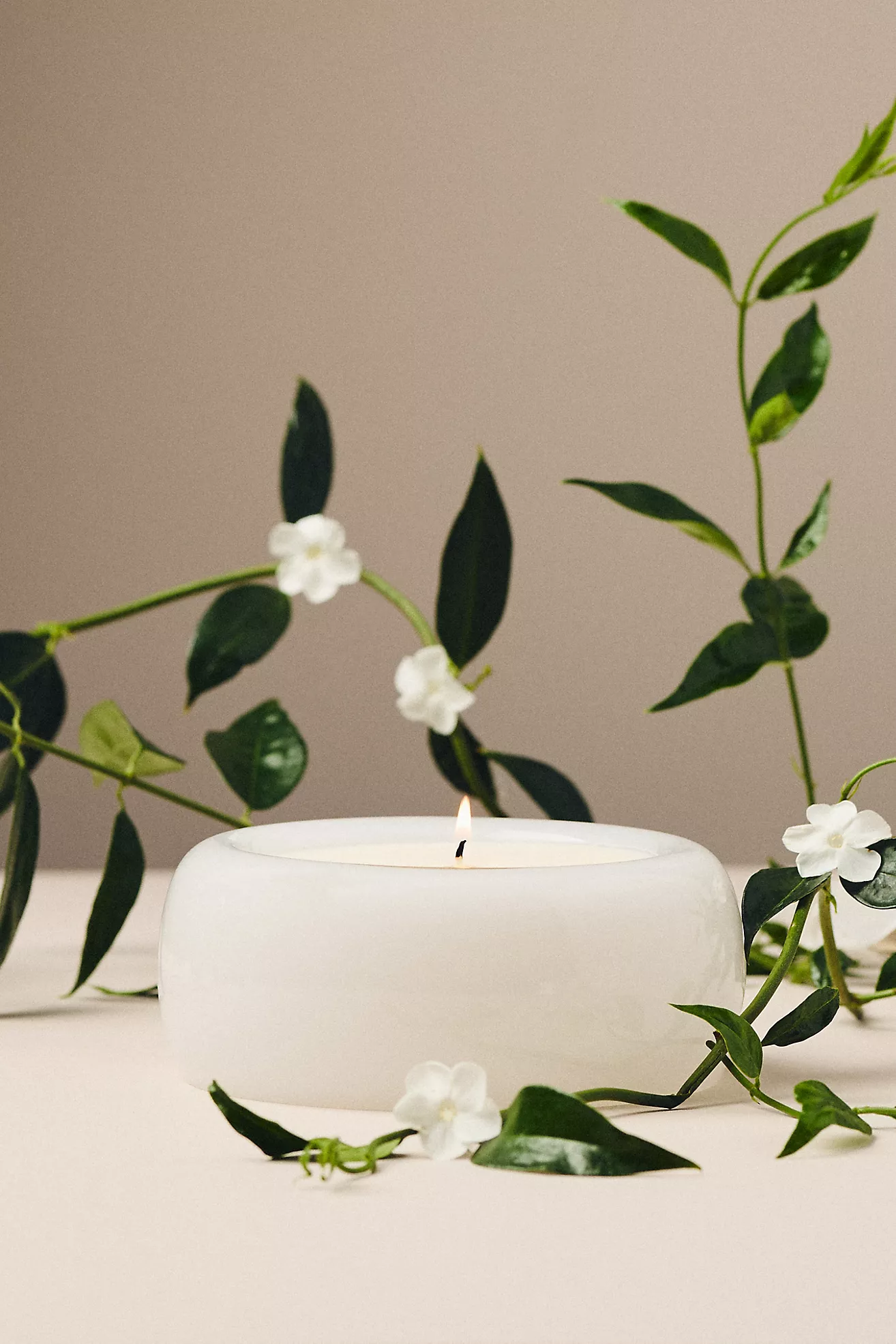 Slow Burn Glass Handblown Floral Jasmine Glass Candle