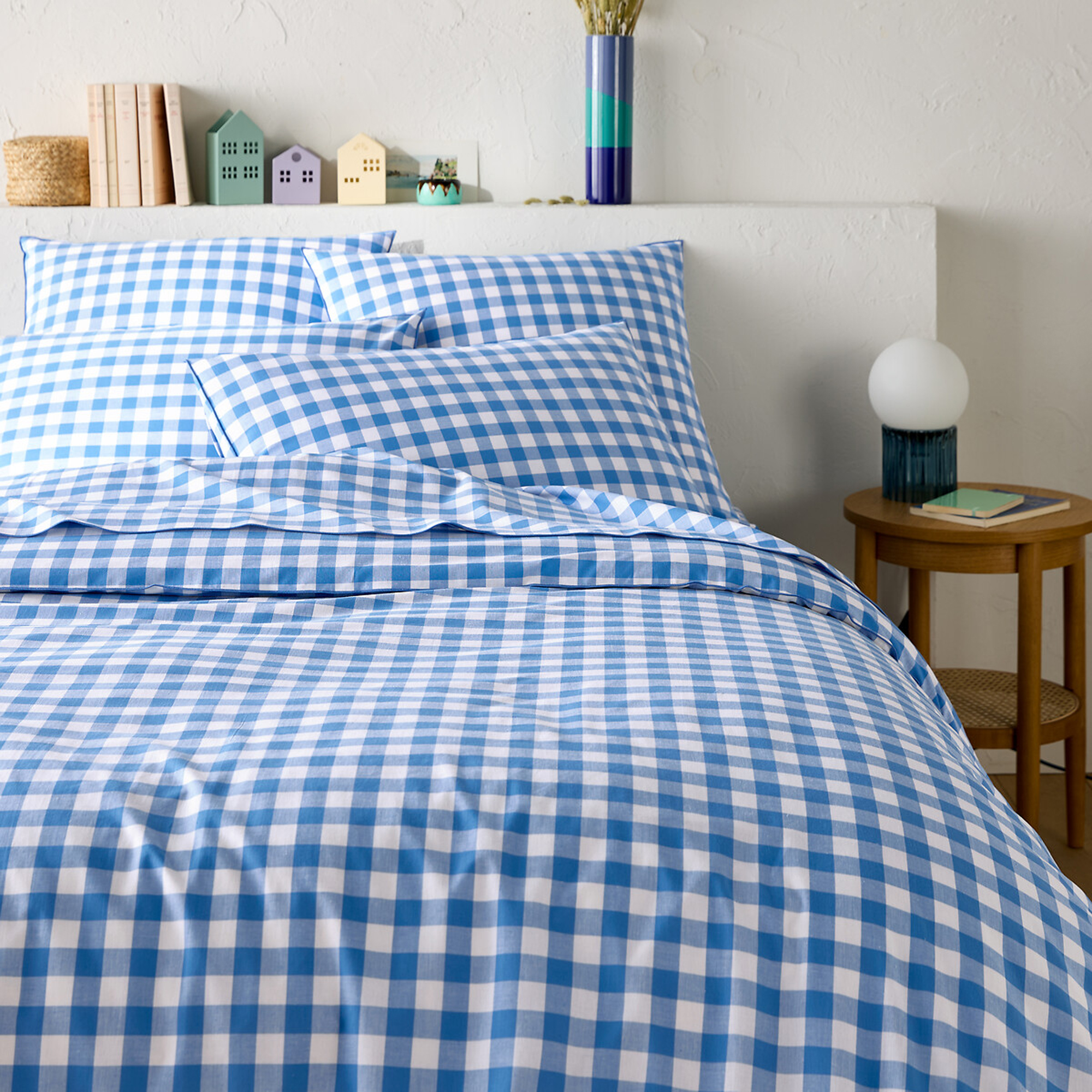La Redoute Veldi Blue Gngham 100% Cotton Duvet Cover