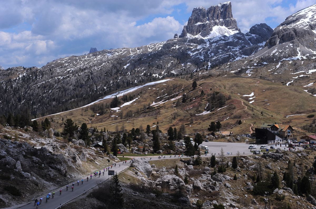The Passo Valparola is a popular climb in the Dolomites
