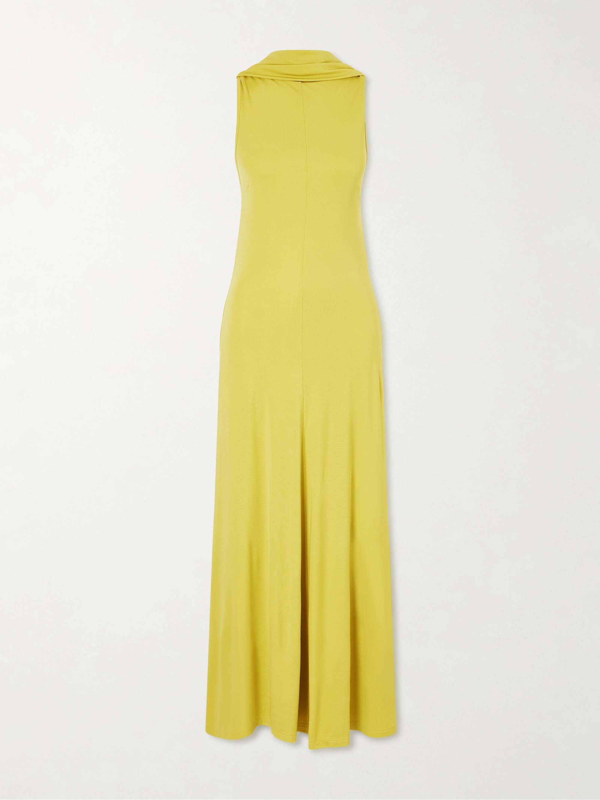 Solina Cowl Open-Back Cape-Effect Satin-Jersey Maxi Dress
