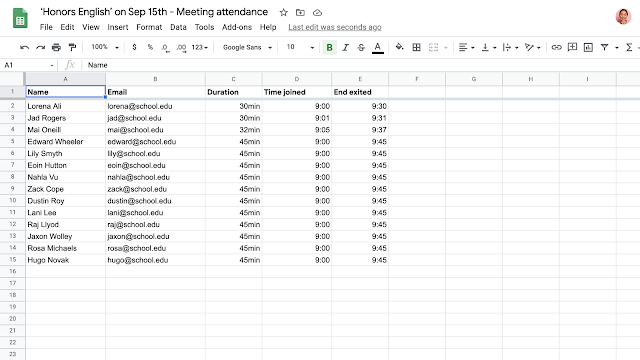 Google Meet Attendance Report
