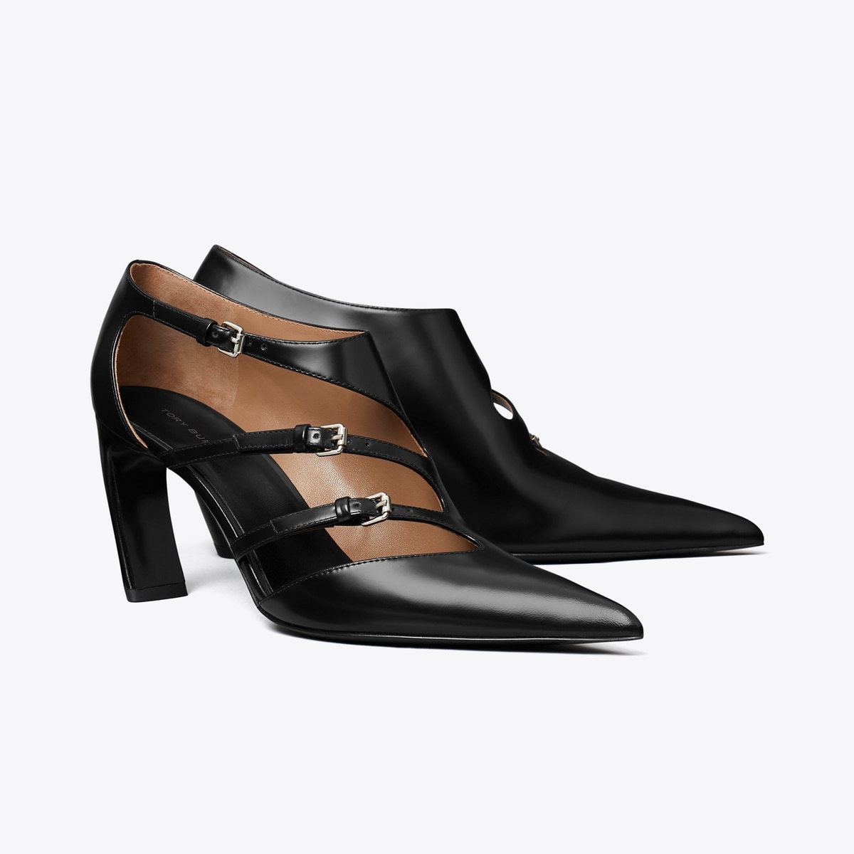 Multi-Buckle Pump in Black, Size 10