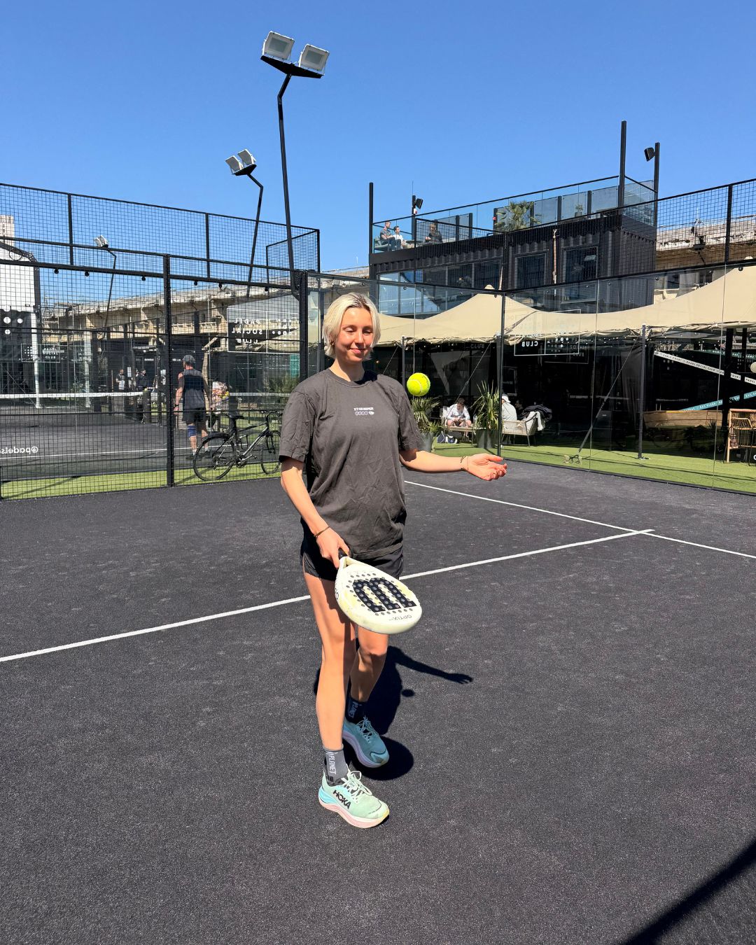 Ash played padel at Padel Social Club in Earl's Court, London