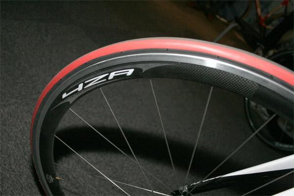 Ridley's component brand is 4ZA. - the range includes these carbon-faired TT wheels with aluminium rims.