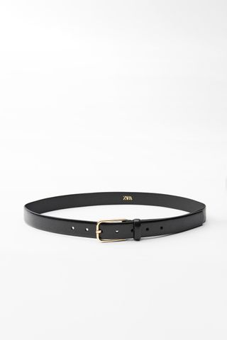 Leather Belt With Square Buckle