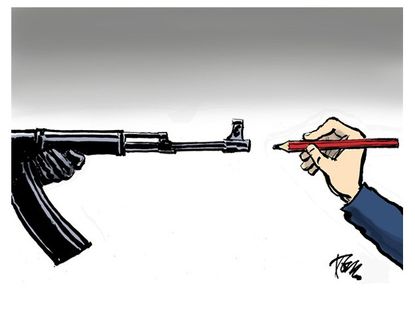 Editorial cartoon world Charlie Hebdo Paris attack