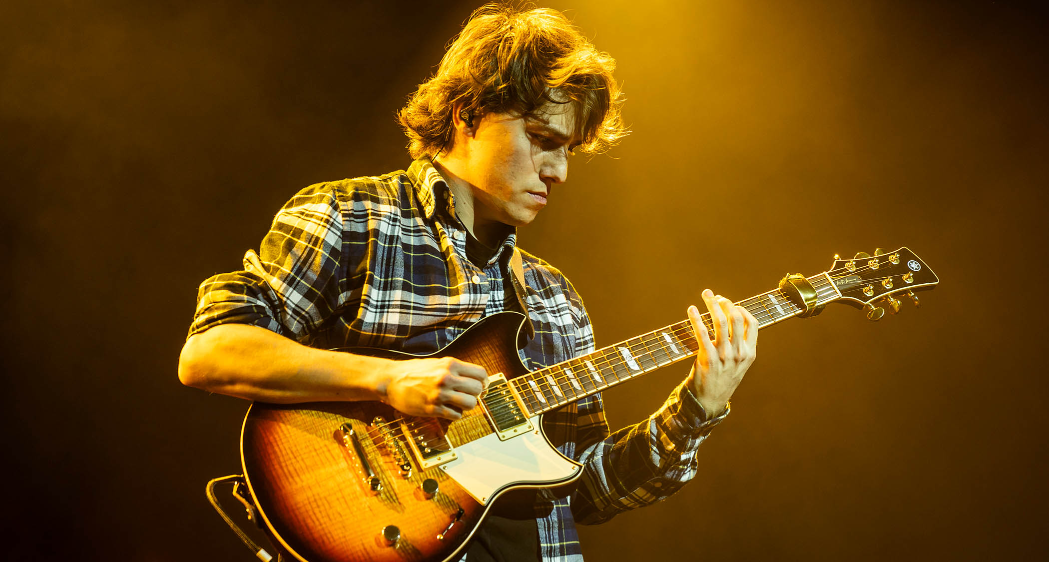 Matteo Mancuso plays his signature Revstar onstage