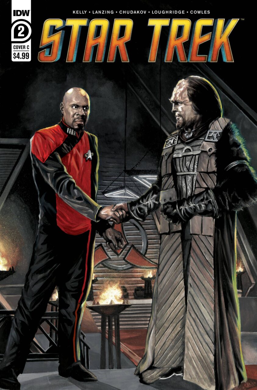 Star Trek comic art with Sisko and Worf