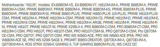 Asus motherboard filing at EEC
