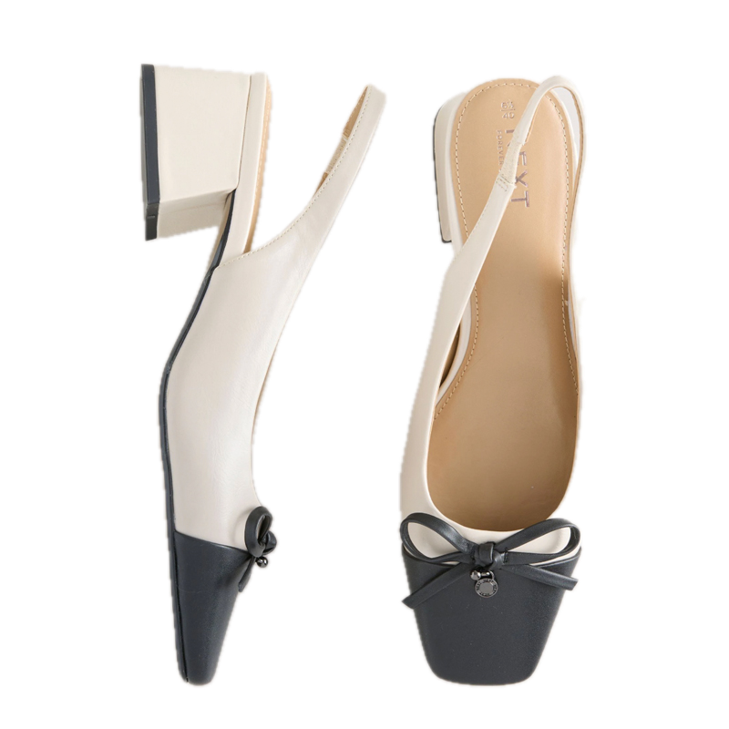 Next cream and black slingback heels with contrasting toe