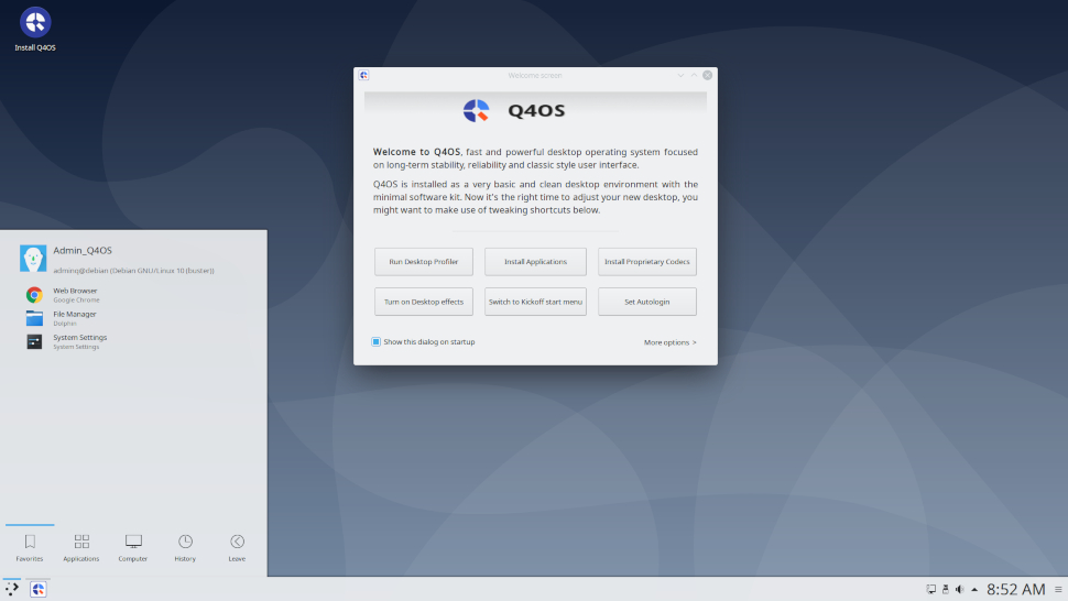 screenshot of the Q4OS desktop