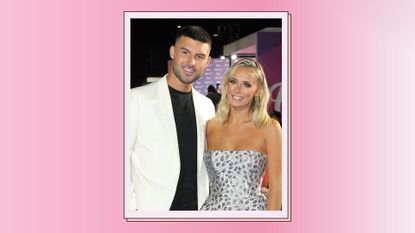 Millie and Liam: (L) Liam Reardon and (R) Millie Court attend ITV Palooza! 2021 at The Royal Festival Hall on November 23, 2021 in London, England/ in a pink gradient template