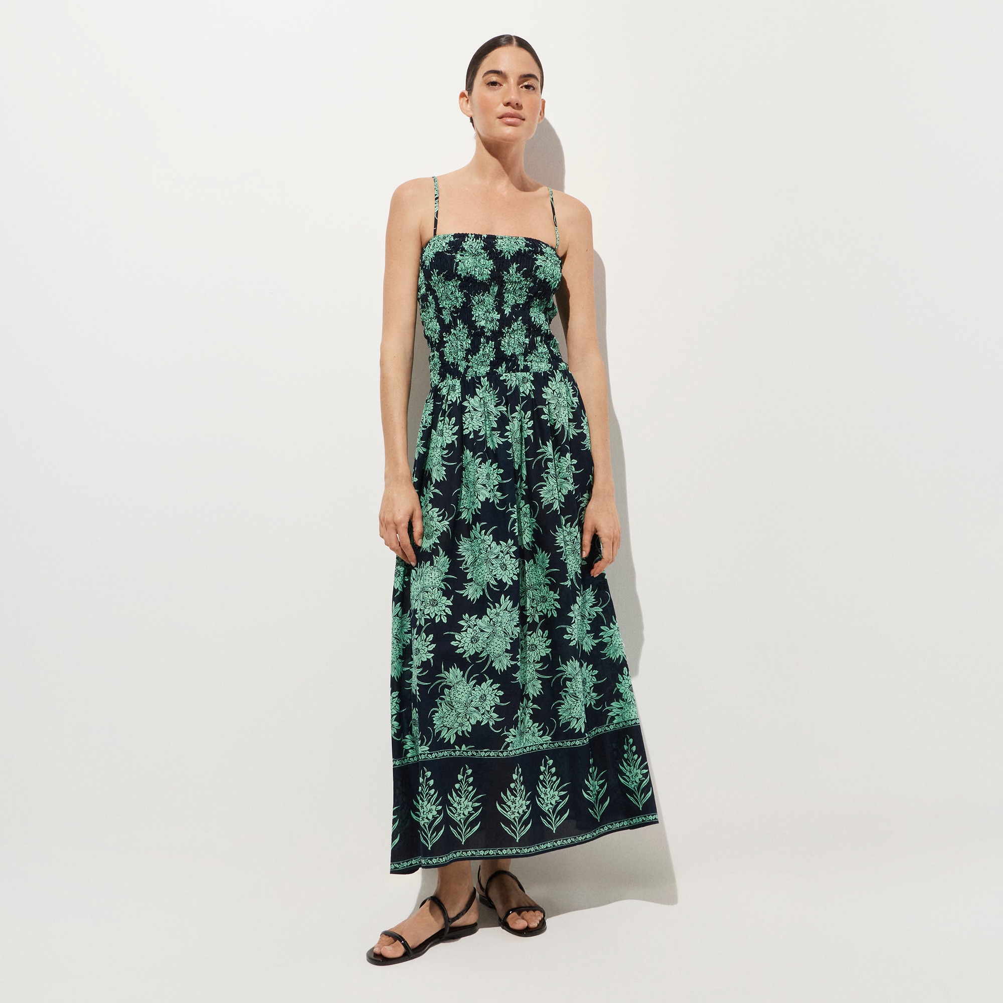 Wave Maxi Dress in Pineapple-Print Cotton Voile