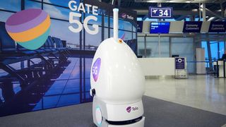 A 5G airport robot.