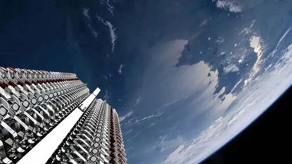 an image of a series of Starlink satellites in orbit