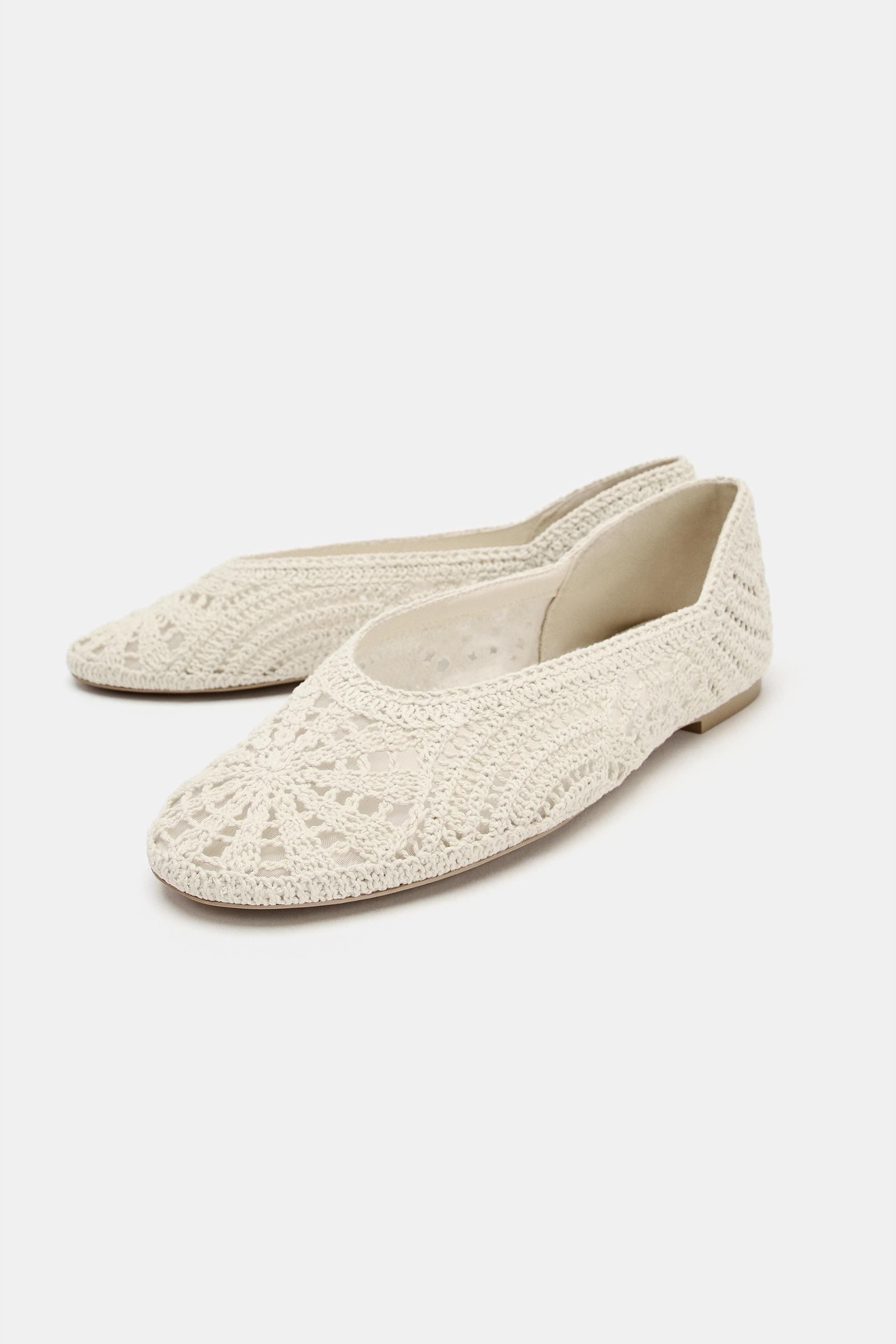 Crochet Ballet Flats - Ecru - 2