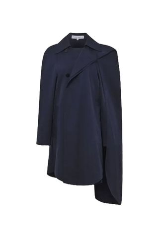 Asymmetric Cotton Twill Cape Trench Coat