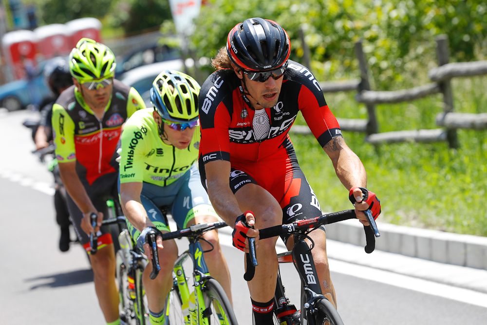Daniel Oss drives the breakaway during stage 17 at the Giro