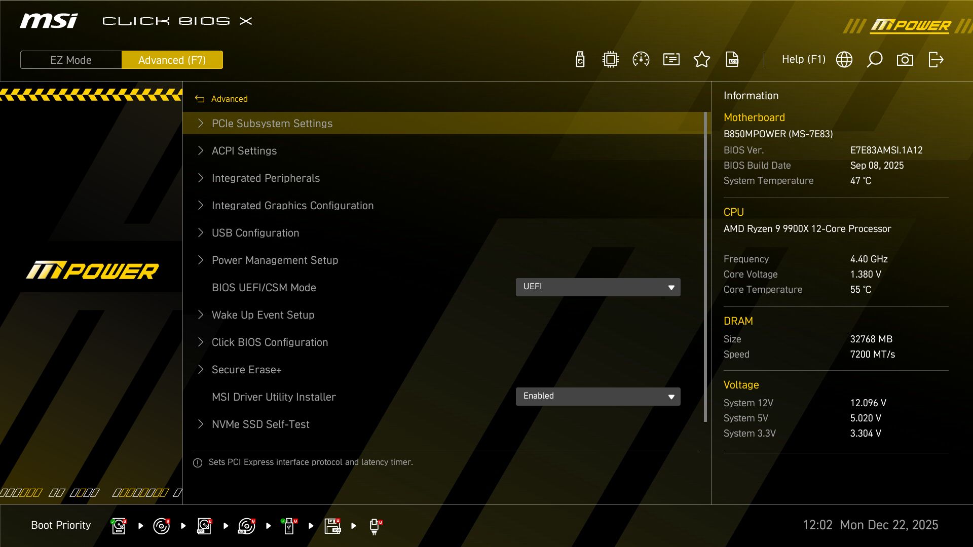 MSI B850 MPower - BIOS images