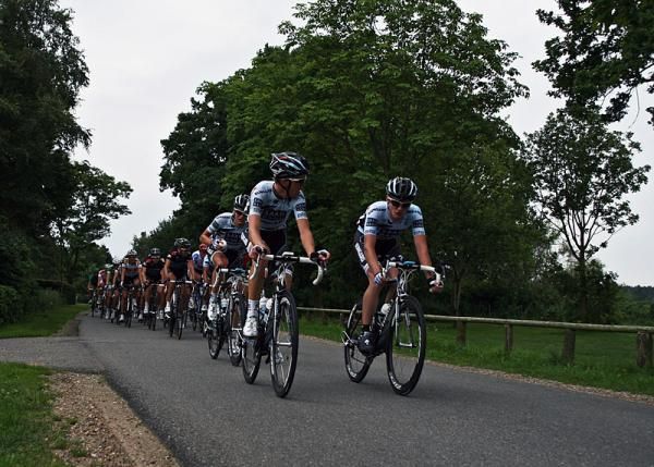 Saxo Bank sets tempo in the peloton.