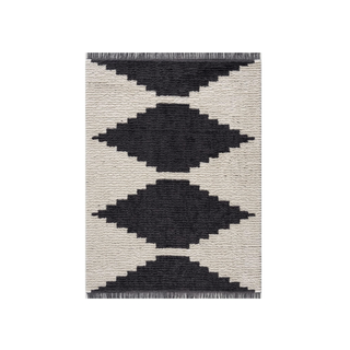 High contrast black and white Turkish woven area rug from Amazon.