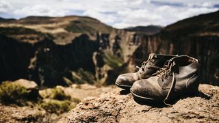 worn hiking boots