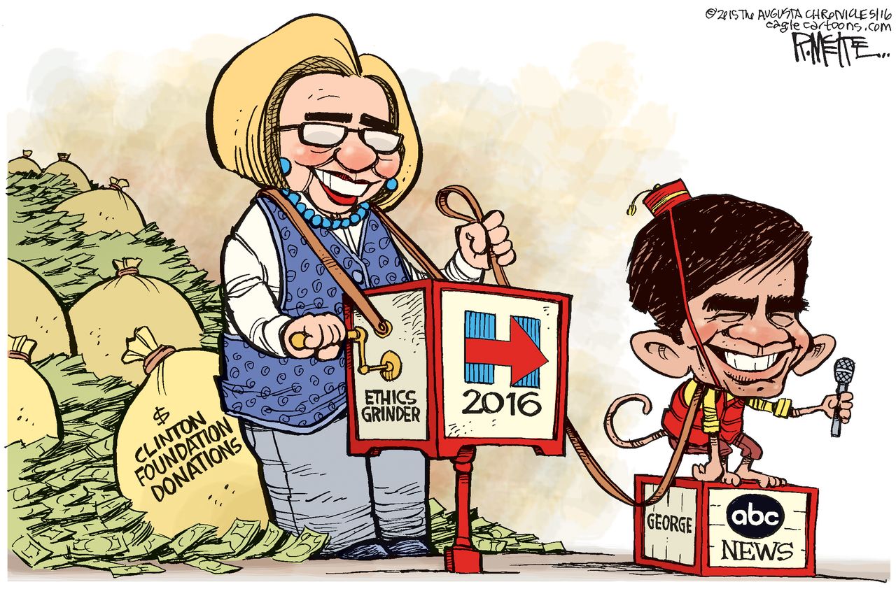 Political cartoon U.S. Clinton 2016 Stephonopoulos