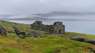 Ruins of a church in Hvalsey, a Norse settlement in Greenland. Vikings built the structure around the 14th century.