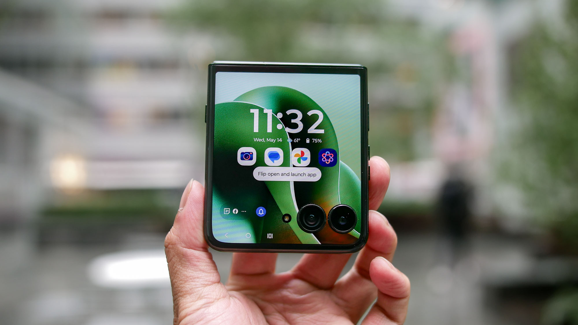 Motorola Razr Ultra 2025 held in hand.