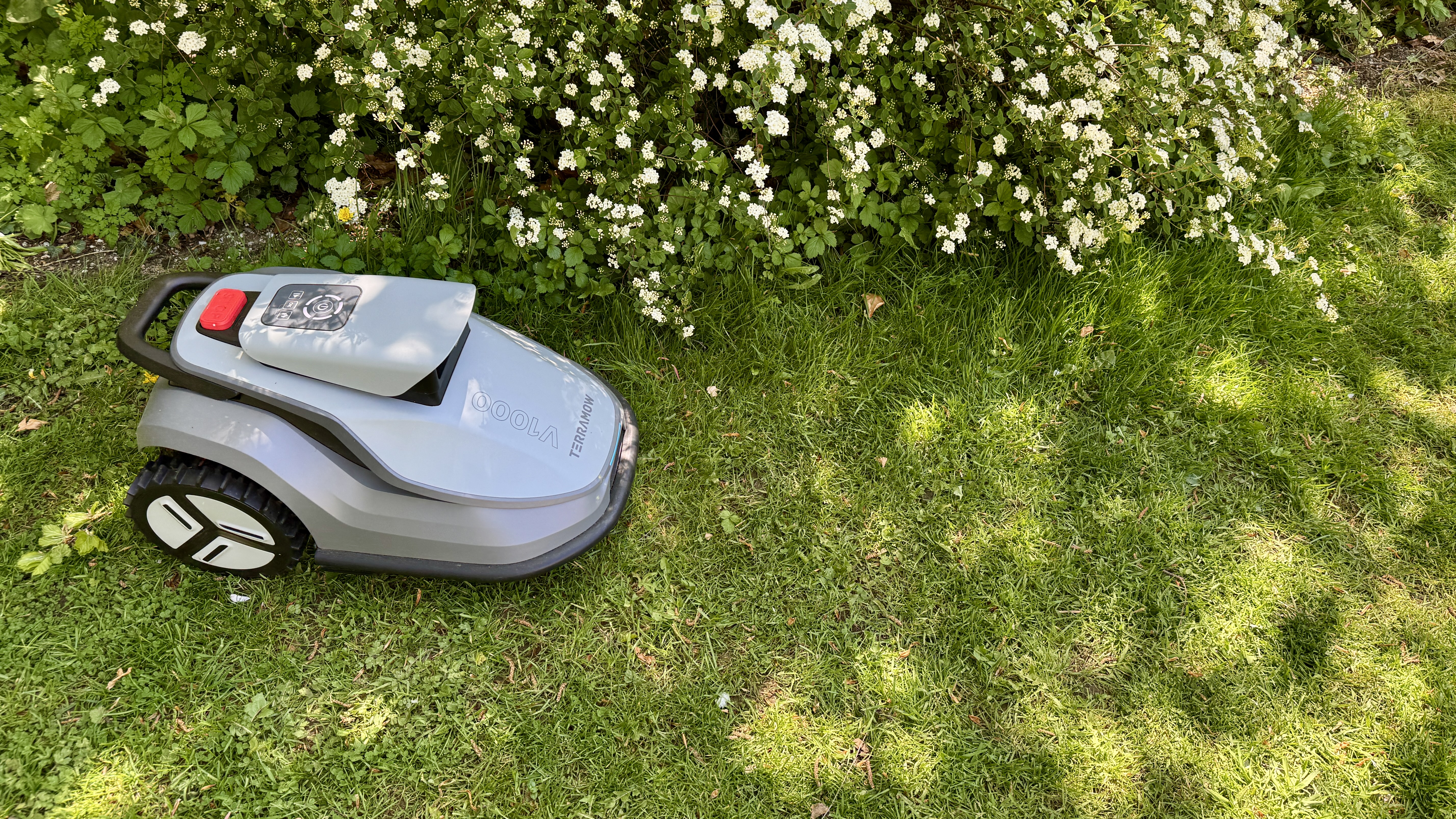 TerraMow V1000 at home on the lawn