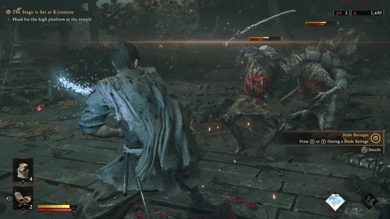 GIF of Onimusha Way of the Sword combat
