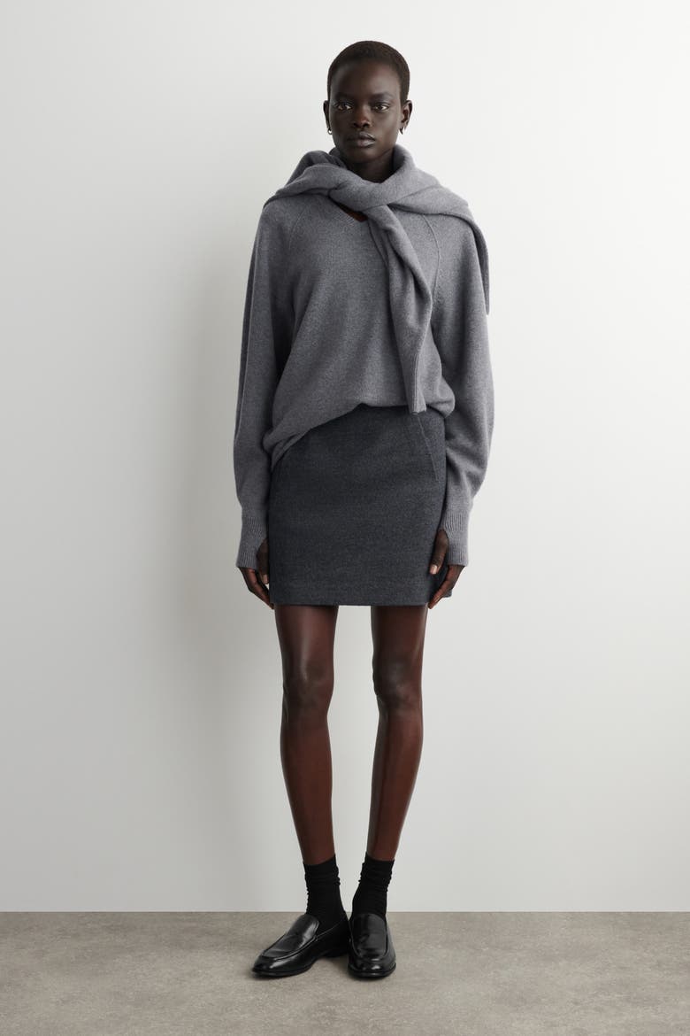 Boiled Merino Wool Mini Skirt