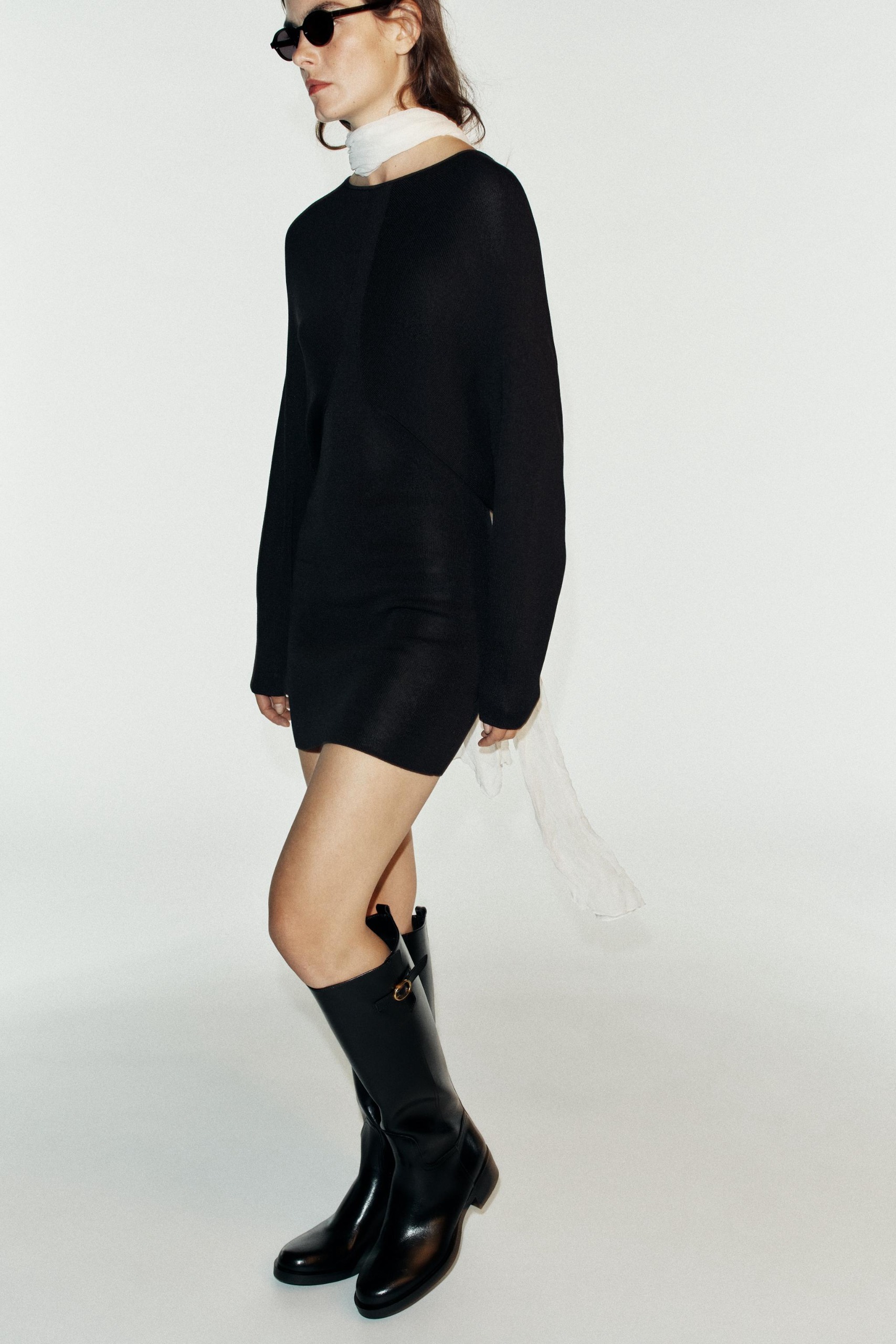 Buckled Riding Boots - Black - 5