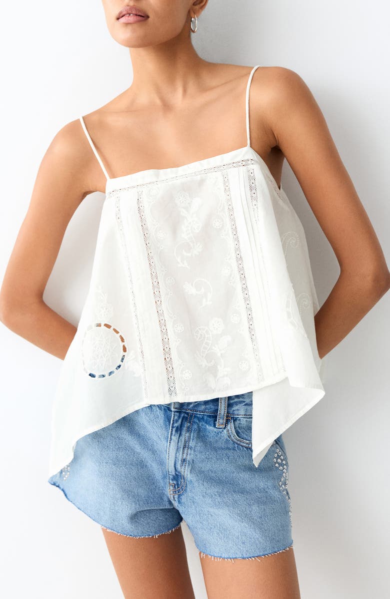 Floral Embroidered Lace Inset Top