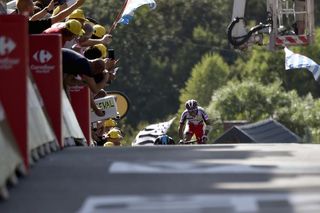 Joaquim Rodriguez (Katusha) climbing the Mur de Huy toward his stage 3 win at the Tour de France