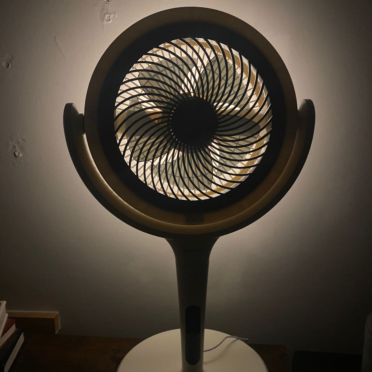 AirCraft LUME Quiet Air Circulator Fan with the ambient backlight on full brightness