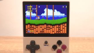 Anbernic RG35XX Plus with Sonic 2 on screen