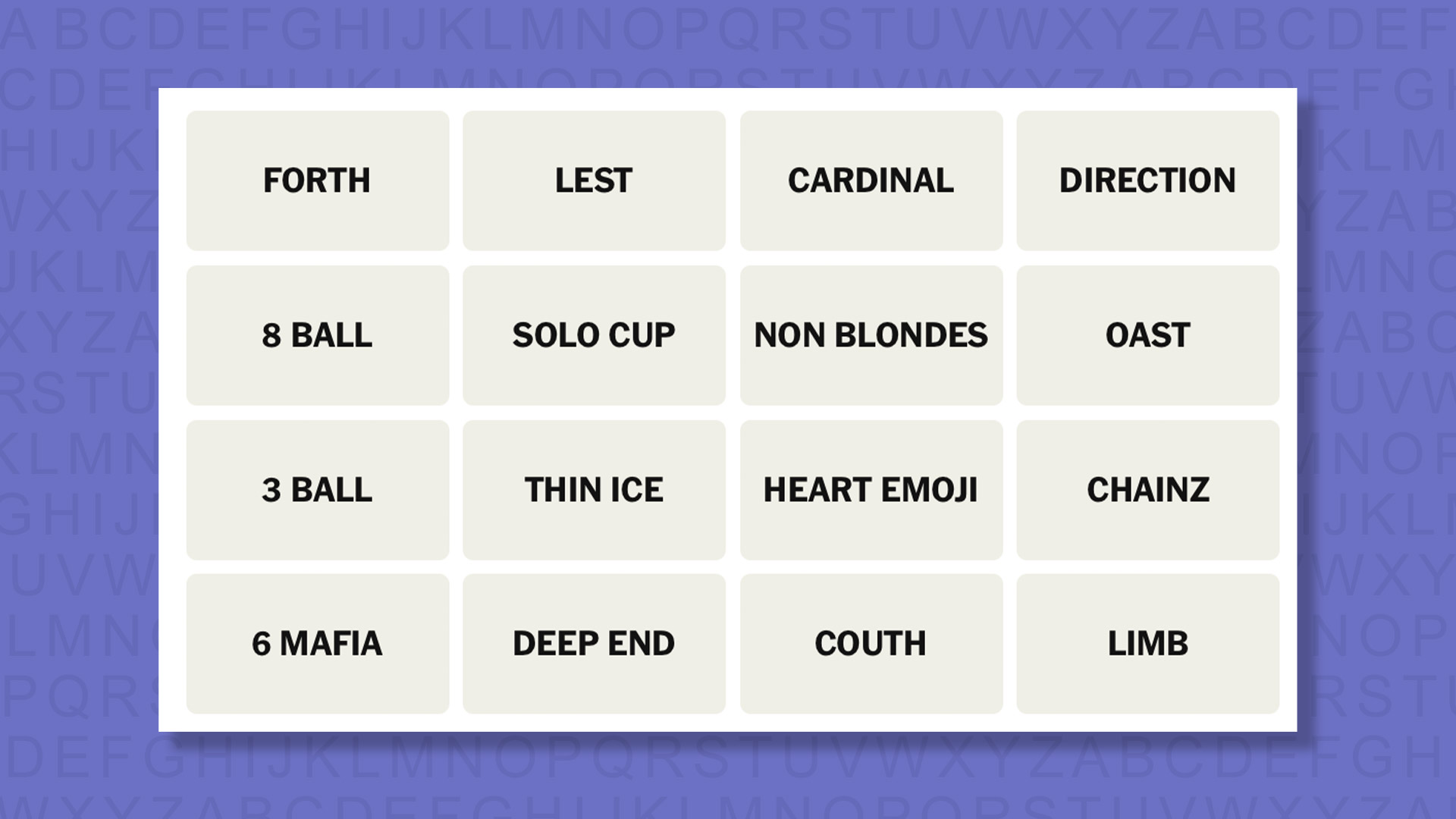 NYT Connections hints for game 943 on a purple background